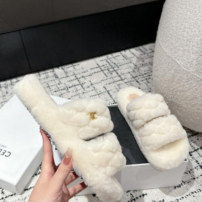 DAD SANDAL MULE IN WHITE SHEARLING