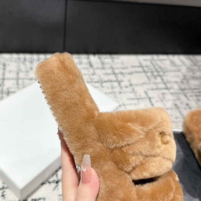 DAD SANDAL MULE IN CAMEL BROWN SHEARLING