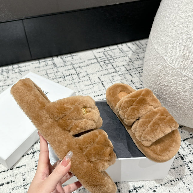 DAD SANDAL MULE IN CAMEL BROWN SHEARLING