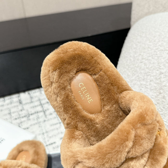 DAD SANDAL MULE IN CAMEL BROWN SHEARLING