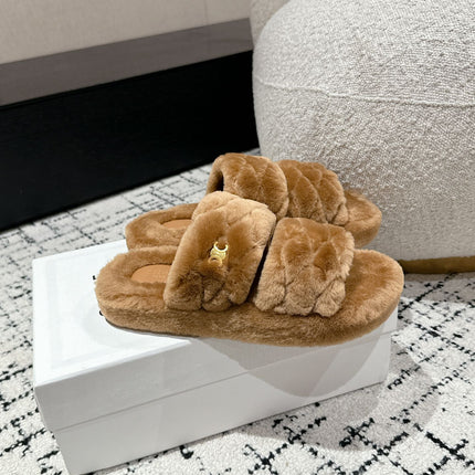 DAD SANDAL MULE IN CAMEL BROWN SHEARLING