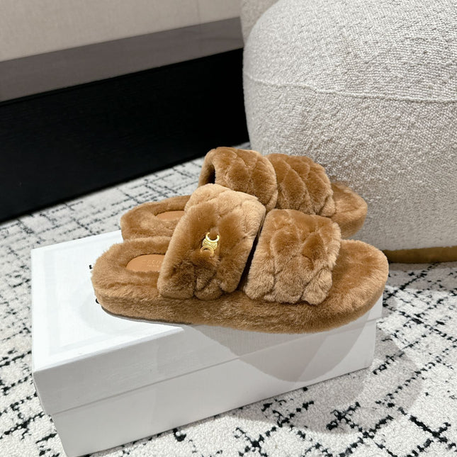 DAD SANDAL MULE IN CAMEL BROWN SHEARLING