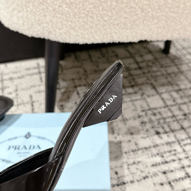 PRADA 25S POINTED-TOE MULES IN BLACK CALFSKIN