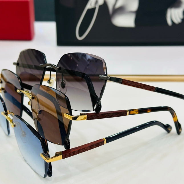 SIGNATURE C DE RECTANGULAR FRAME SUNGLASSES CT0483S IN METAL AND WOODEN
