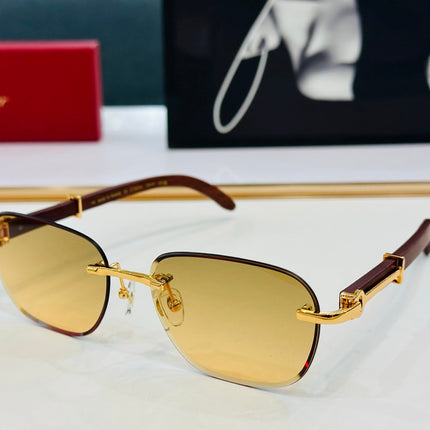 C DE RIMLESS SQUARE FRAME SUNGLASSES CT0605S IN METAL AND WOODEN
