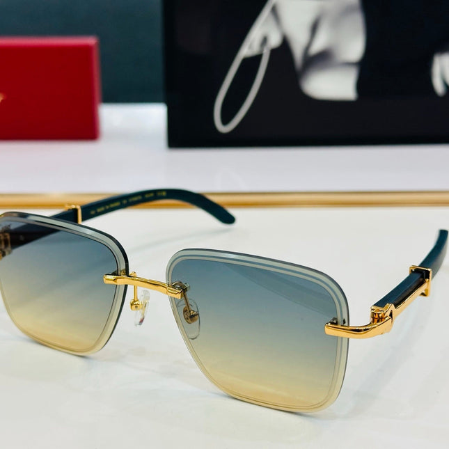 C DE RIMLESS RECTANGULAR FRAME SUNGLASSES CT0607S IN METAL AND WOODEN