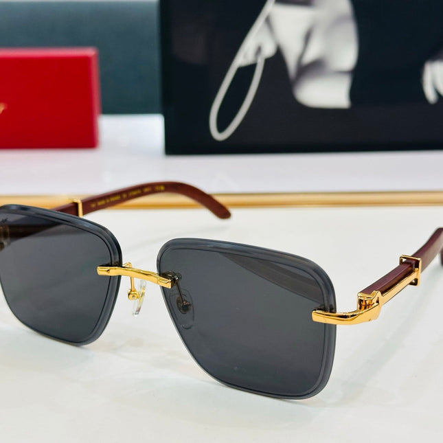 C DE RIMLESS RECTANGULAR FRAME SUNGLASSES CT0607S IN METAL AND WOODEN
