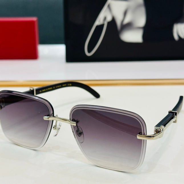 C DE RIMLESS RECTANGULAR FRAME SUNGLASSES CT0607S IN METAL AND WOODEN
