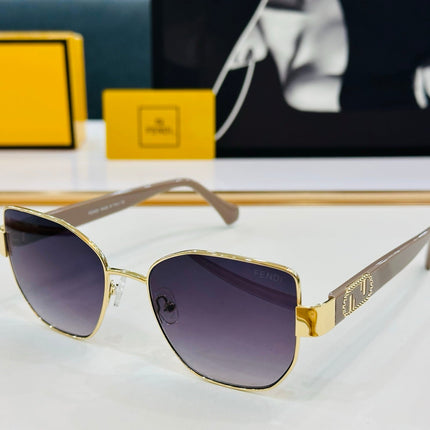 BAGUETTE SQUARE FRAME SUNGLASSES FE40051 IN METAL