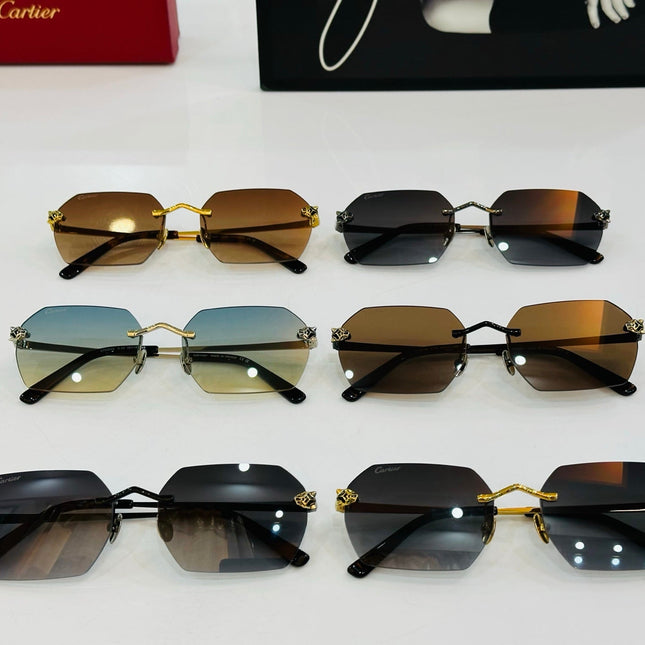 PANTHÈRE RIMLESS GEOMETRIC FRAME SUNGLASSES CT0504S IN METAL