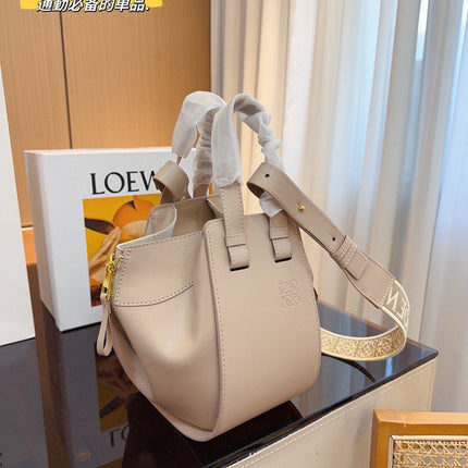LOE 23 COMPACT HAMMOCK BAG IN SAND SATIN CALFSKIN