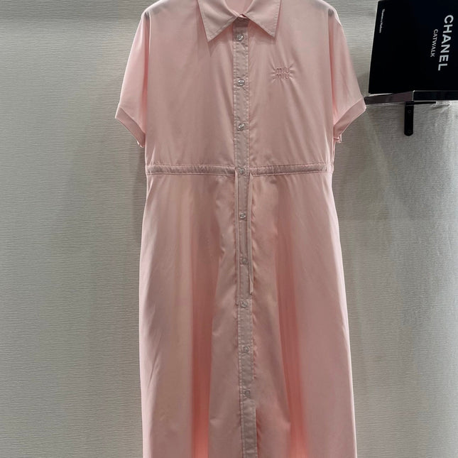 MIUMIU LIGHT PINK DRESS WITH DRAWSTRING WAIST
