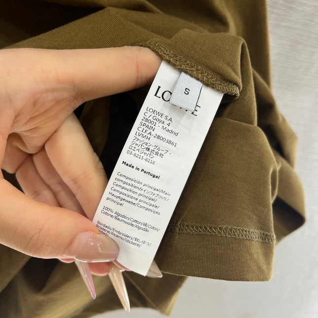 LOEWE BROWN T-SHIRT WITH EMBROIDERED LOGO