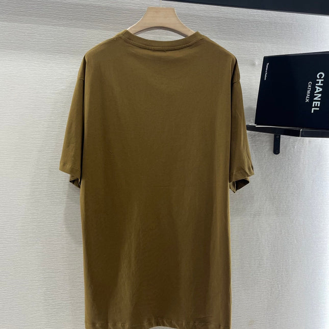 LOEWE BROWN T-SHIRT WITH EMBROIDERED LOGO