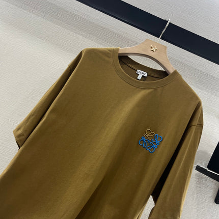 LOEWE BROWN T-SHIRT WITH EMBROIDERED LOGO