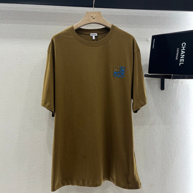LOEWE BROWN T-SHIRT WITH EMBROIDERED LOGO