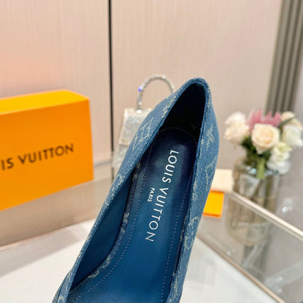 6AM HIGH HEELS 55 MM IN CLASSIC BLUE MONOGRAM DENIM