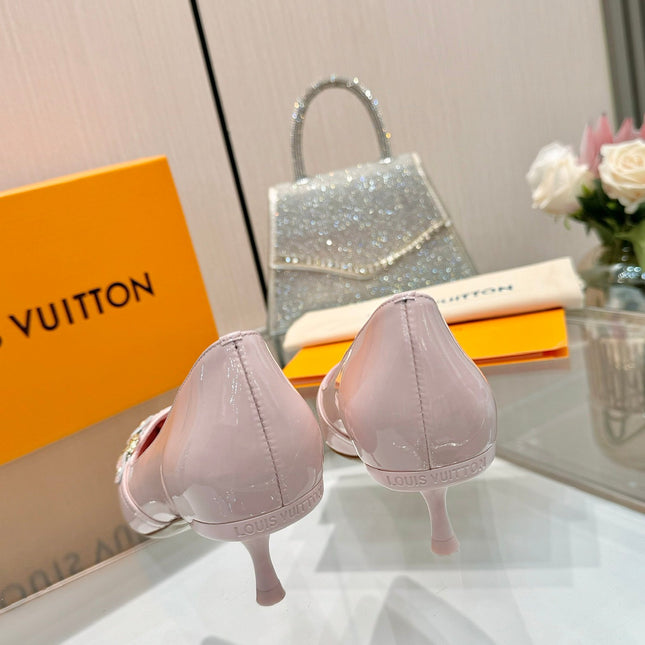 6AM HIGH HEELS 55 MM IN LIGHT PINK PATENT LAMBSKIN