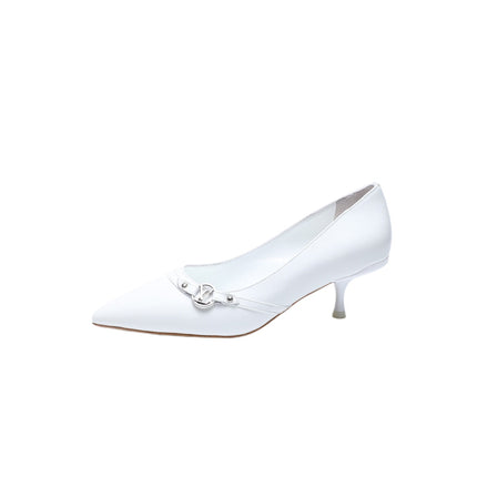 6AM HIGH HEELS 55 MM IN WHITE LAMBSKIN