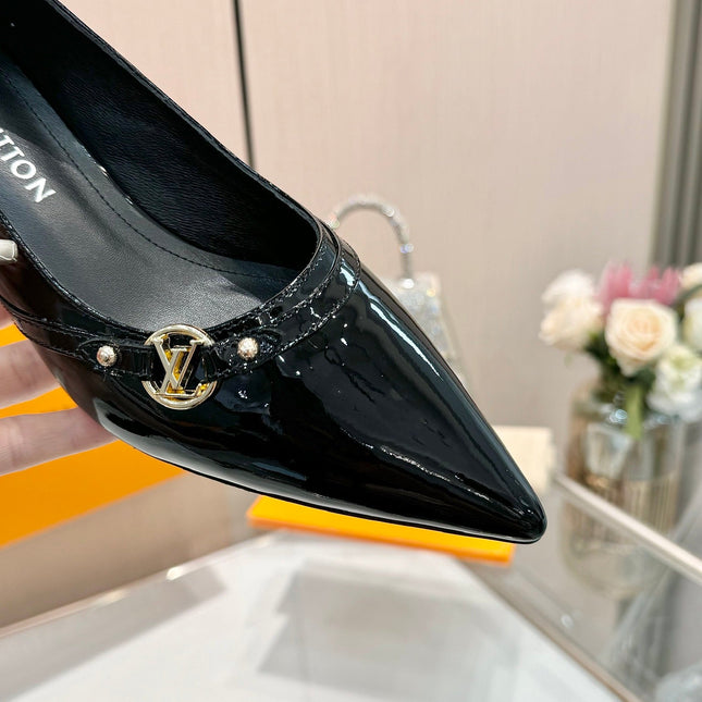 6AM HIGH HEELS 55 MM IN BLACK PATENT LAMBSKIN