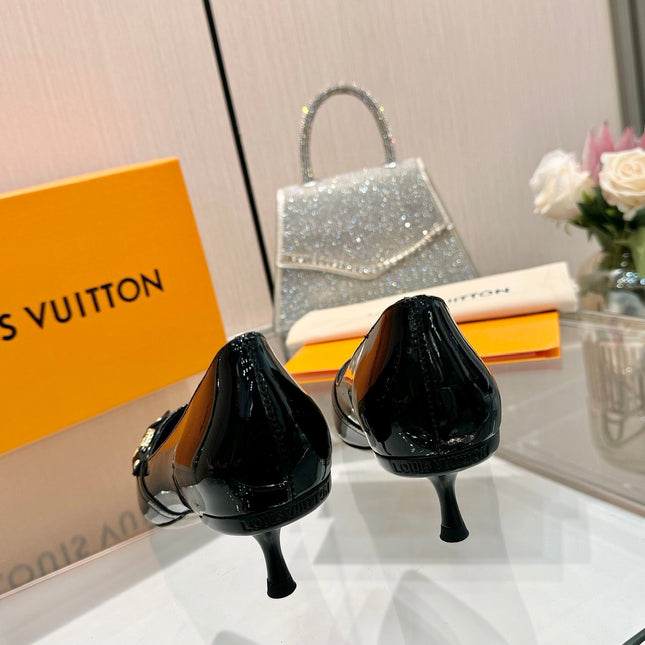 6AM HIGH HEELS 55 MM IN BLACK PATENT LAMBSKIN