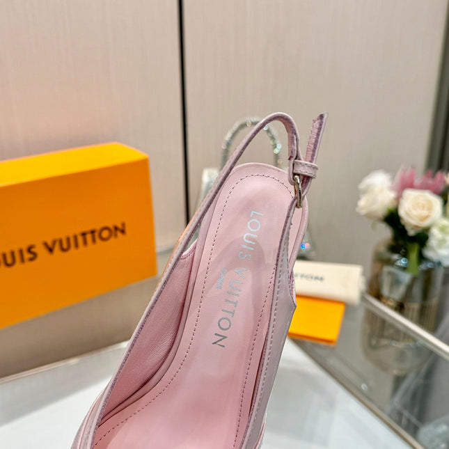 6AM SLINGBACK HIGH HEELS 55 MM IN LIGHT PINK PATENT LAMBSKIN
