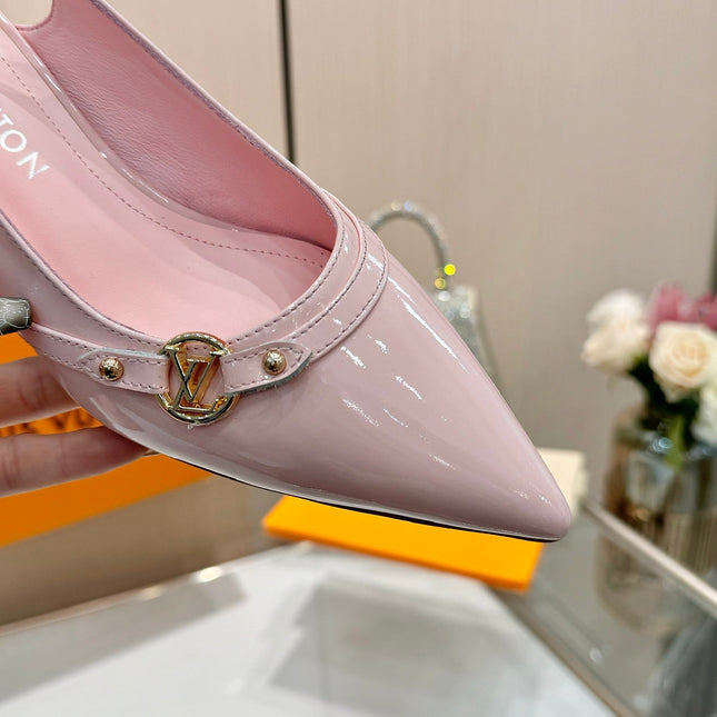 6AM SLINGBACK HIGH HEELS 55 MM IN LIGHT PINK PATENT LAMBSKIN