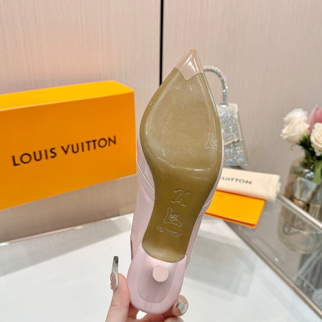 6AM SLINGBACK HIGH HEELS 55 MM IN LIGHT PINK PATENT LAMBSKIN