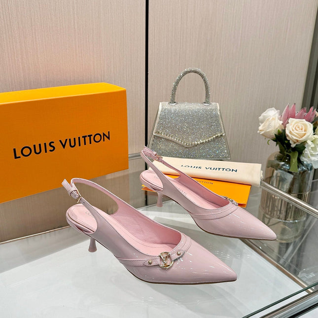 6AM SLINGBACK HIGH HEELS 55 MM IN LIGHT PINK PATENT LAMBSKIN
