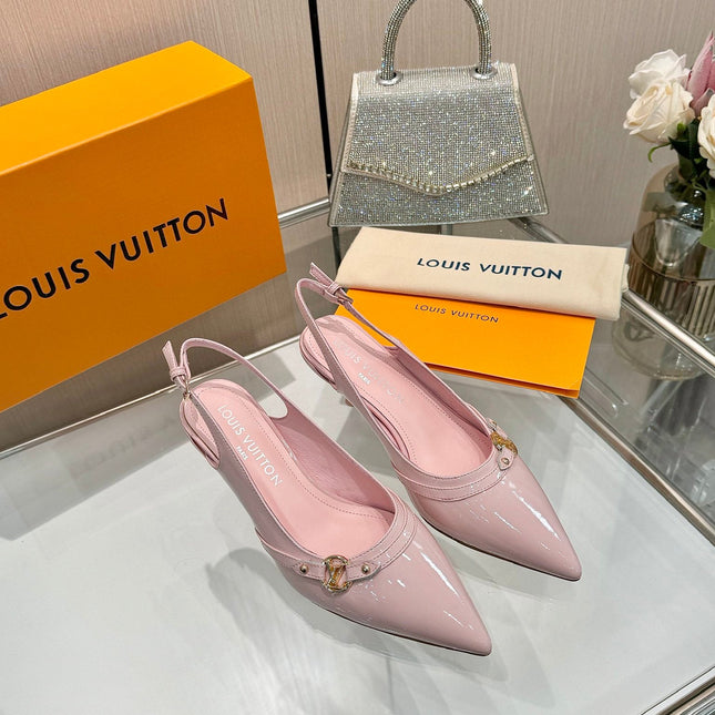 6AM SLINGBACK HIGH HEELS 55 MM IN LIGHT PINK PATENT LAMBSKIN