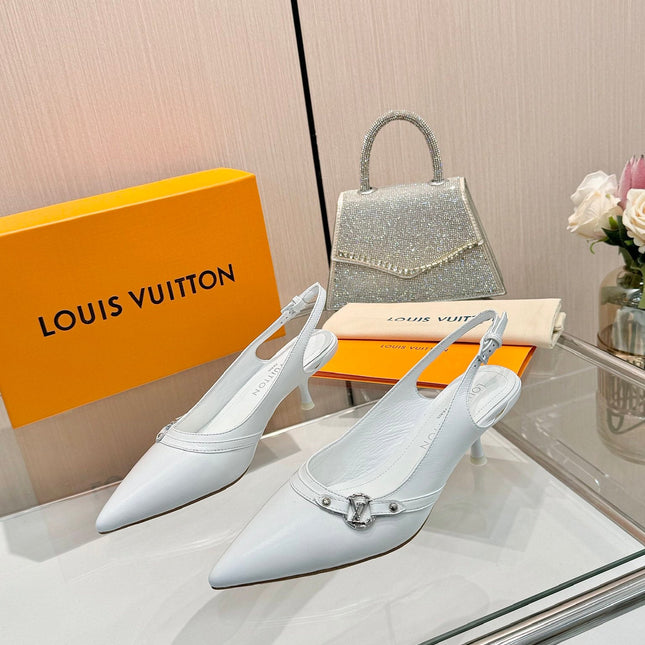 6AM SLINGBACK HIGH HEELS 55 MM IN WHITE LAMBSKIN