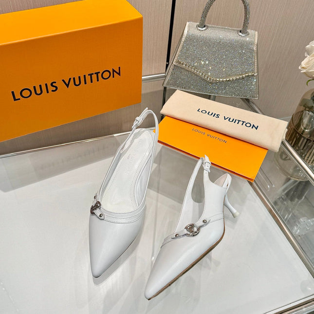 6AM SLINGBACK HIGH HEELS 55 MM IN WHITE LAMBSKIN