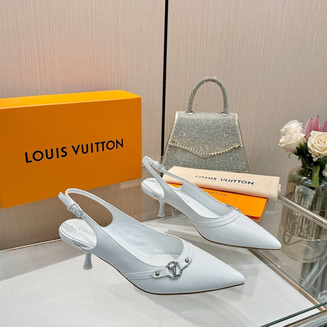 6AM SLINGBACK HIGH HEELS 55 MM IN WHITE LAMBSKIN