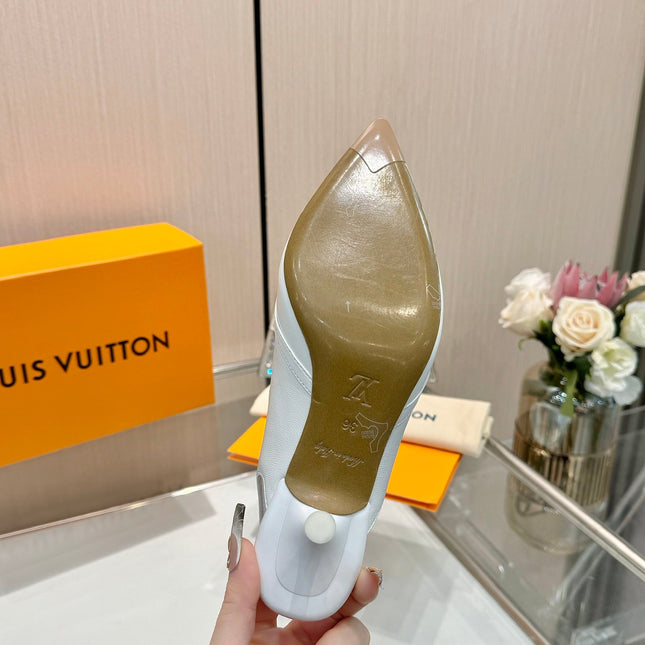 6AM SLINGBACK HIGH HEELS 55 MM IN WHITE LAMBSKIN