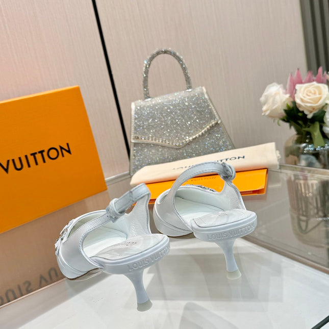 6AM SLINGBACK HIGH HEELS 55 MM IN WHITE LAMBSKIN