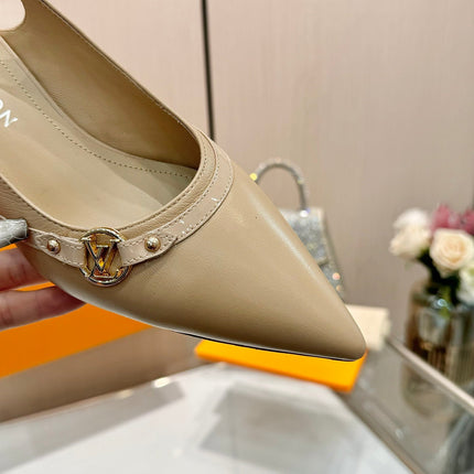 6AM SLINGBACK HIGH HEELS 55 MM IN TAN BEIGE LAMBSKIN