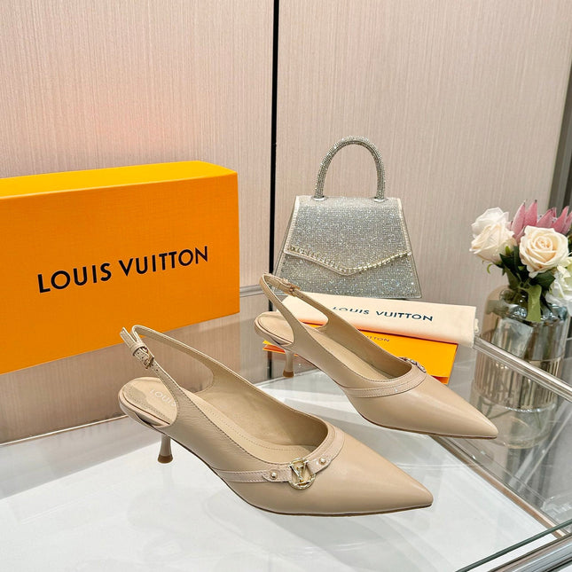 6AM SLINGBACK HIGH HEELS 55 MM IN TAN BEIGE LAMBSKIN