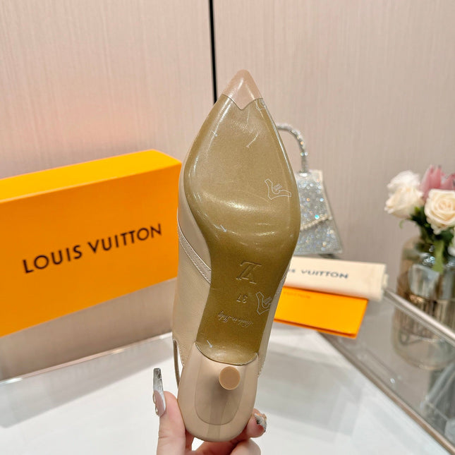 6AM SLINGBACK HIGH HEELS 55 MM IN TAN BEIGE LAMBSKIN