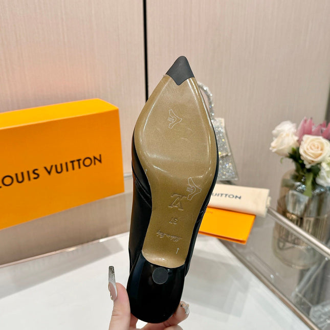 6AM SLINGBACK HIGH HEELS 55 MM IN BLACK LAMBSKIN