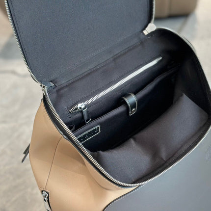 LOE GOYA BACKPACK 40 IN BLACK MIX BEIGE GRAINED CALFSKIN