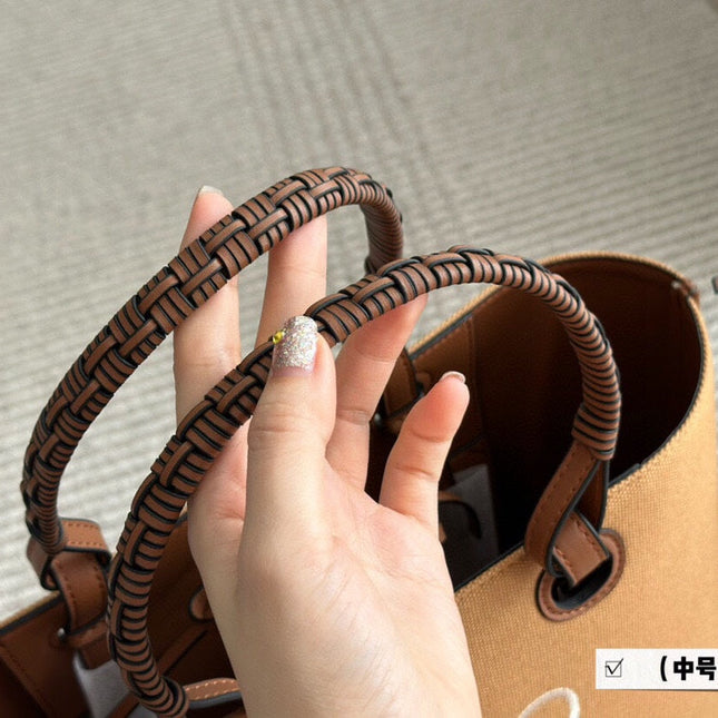 LOE MEDIUM 27 BAG IN CAMEL BROWN CANVAS