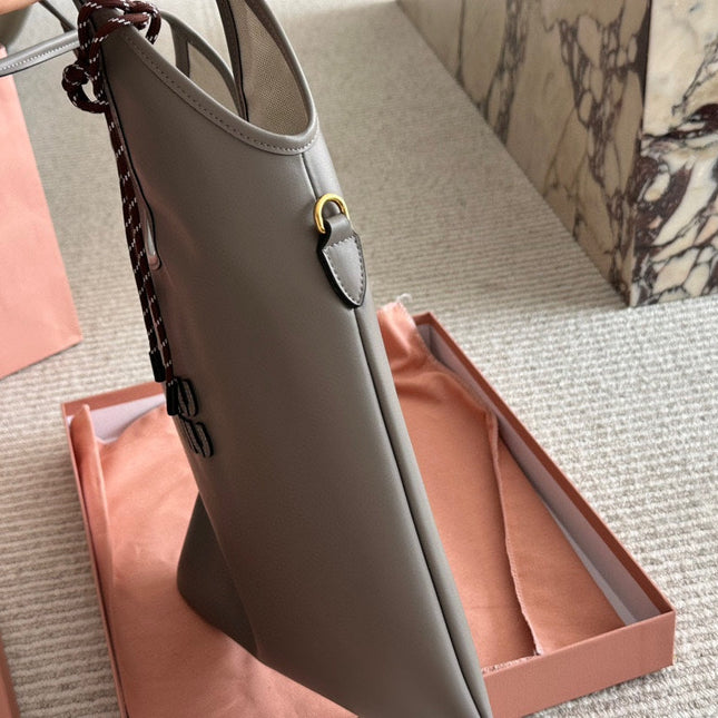 IVY TOTE BAG 35 IN GRAY CALFSKIN