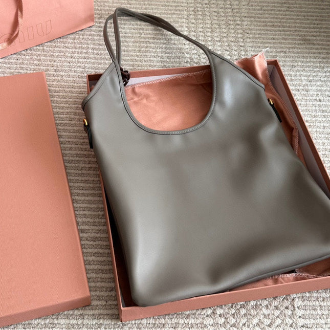 IVY TOTE BAG 35 IN GRAY CALFSKIN