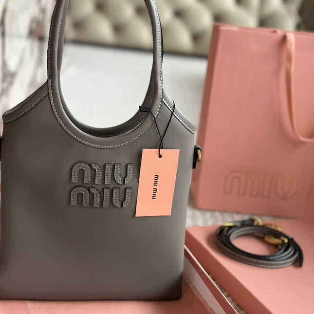 IVY SMALL TOTE BAG 22 IN GRAY CALFSKIN