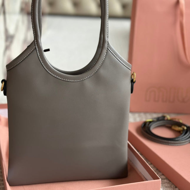 IVY SMALL TOTE BAG 22 IN GRAY CALFSKIN