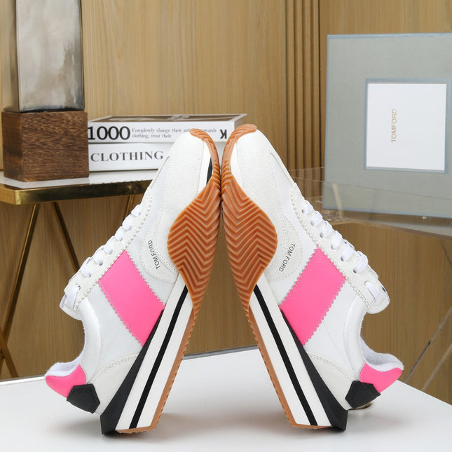 TOM FORD SNEAKERS IN WHITE AND PINK SUEDE 432124