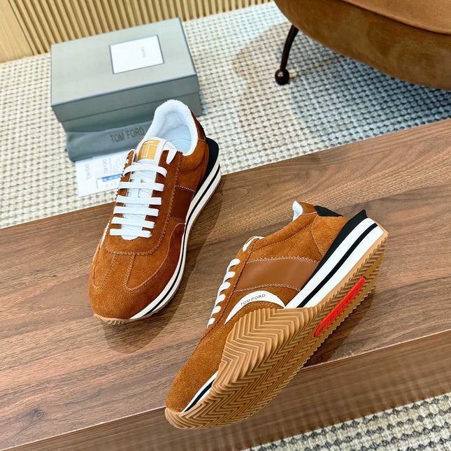 TOM FORD SNEAKERS IN TAN BROWN SUEDE 432168