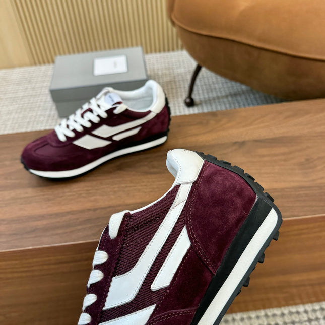 TOM FORD SNEAKERS  IN DARK BURGUNDY RED MESH AND SUEDE 434241