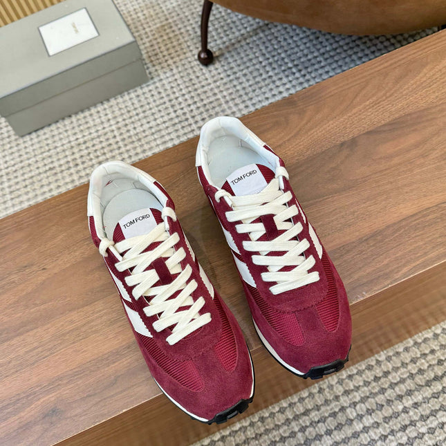 TOM FORD SNEAKERS  IN CHERRY RED MESH AND SUEDE 434240