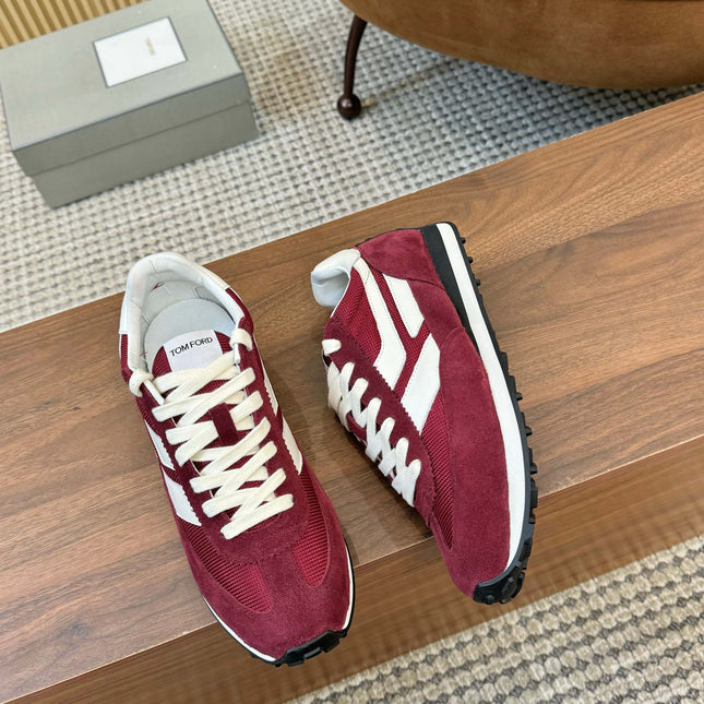 TOM FORD SNEAKERS  IN CHERRY RED MESH AND SUEDE 434240